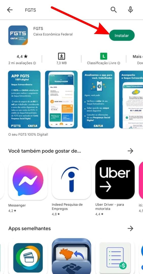 Baixando aplicativo FGTS